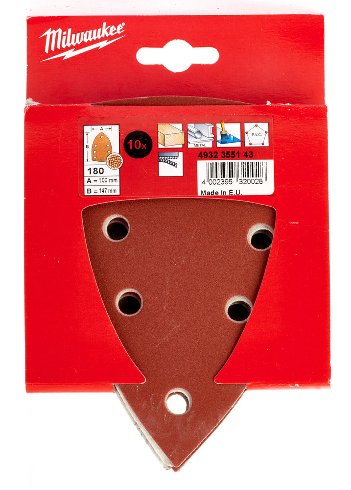 Lija Multi. 100x147mm con Fijación Rápida 180gr - 10uds