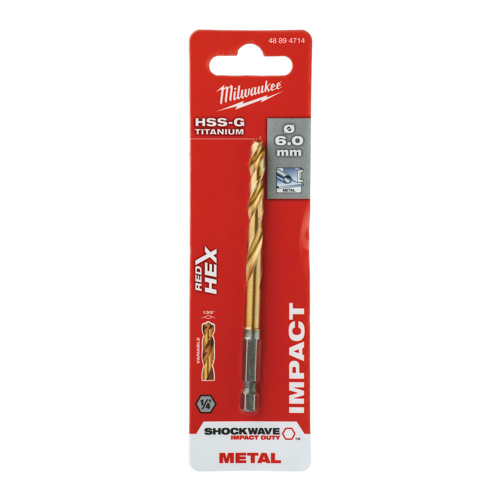 Estuche de 19 brocas RED HEX TITANIUM HSS-G Ti - 1/4&quot;HEX