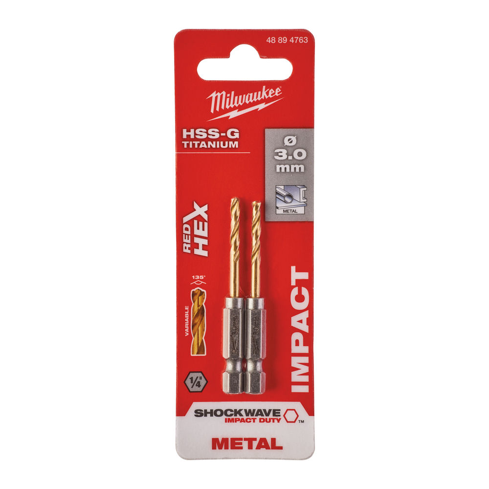Brocas Shockwave HSS-G Tin 3mm - 2uds