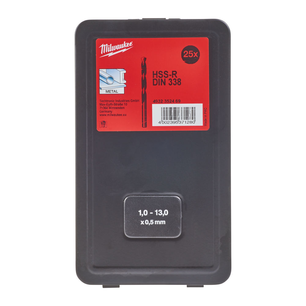 Estuche metálico de brocas HSS-R (25-piezas),