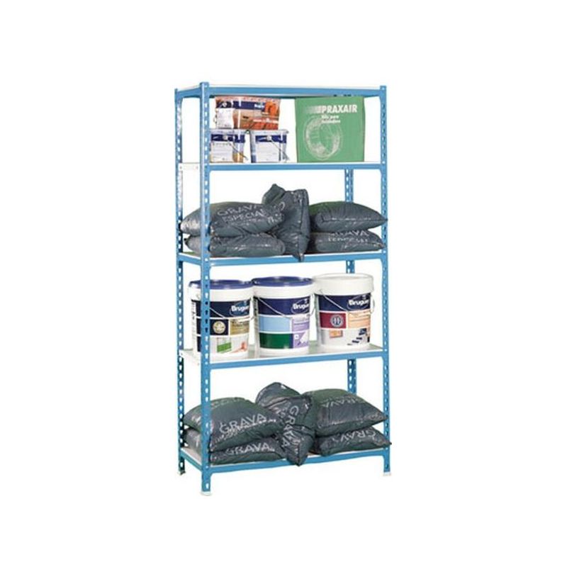 ESTANTERIA METAL S/TORN 1800X900X400 5BAN 180KG AZ/BLC NIVEL