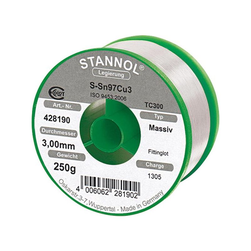 Alambre de soldar D. 3 mmno.428190 250g Stannol