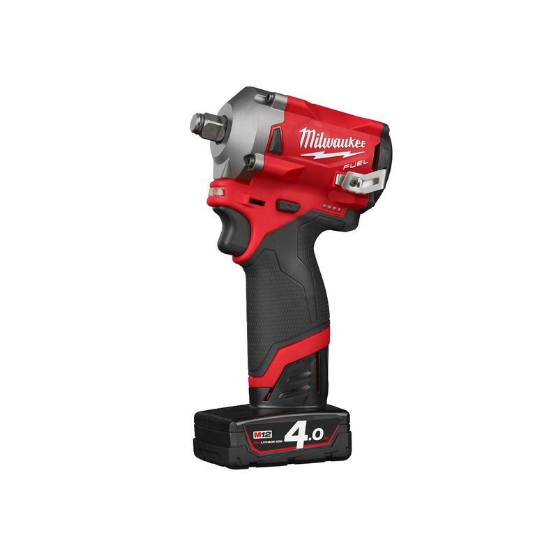 M12FIWF12-422X Llave de impacto subcompacta M12 FUEL™, recepción 1/2&quot; con anillo de fricción, 4 modos, máximo par de apriete 339Nm. Se suministra con 1 batería M12B4, 1 batería M12B2 y cargador C12C, en HD-box