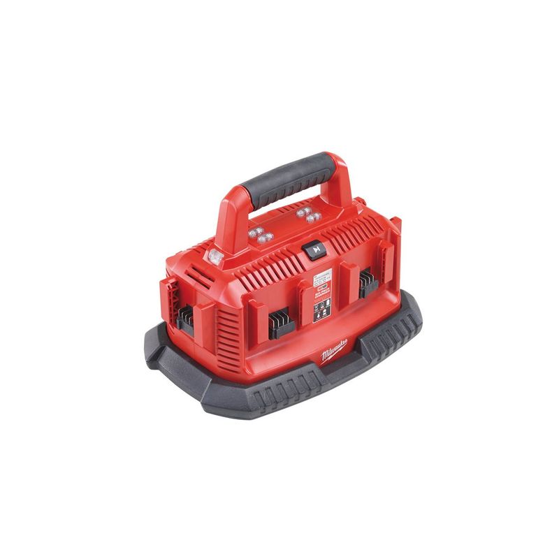 M1418C6 Cargador multipuerto M14™-M18™, carga hasta 6 baterías secuencialmente, botón para seleccionar la batería en carga