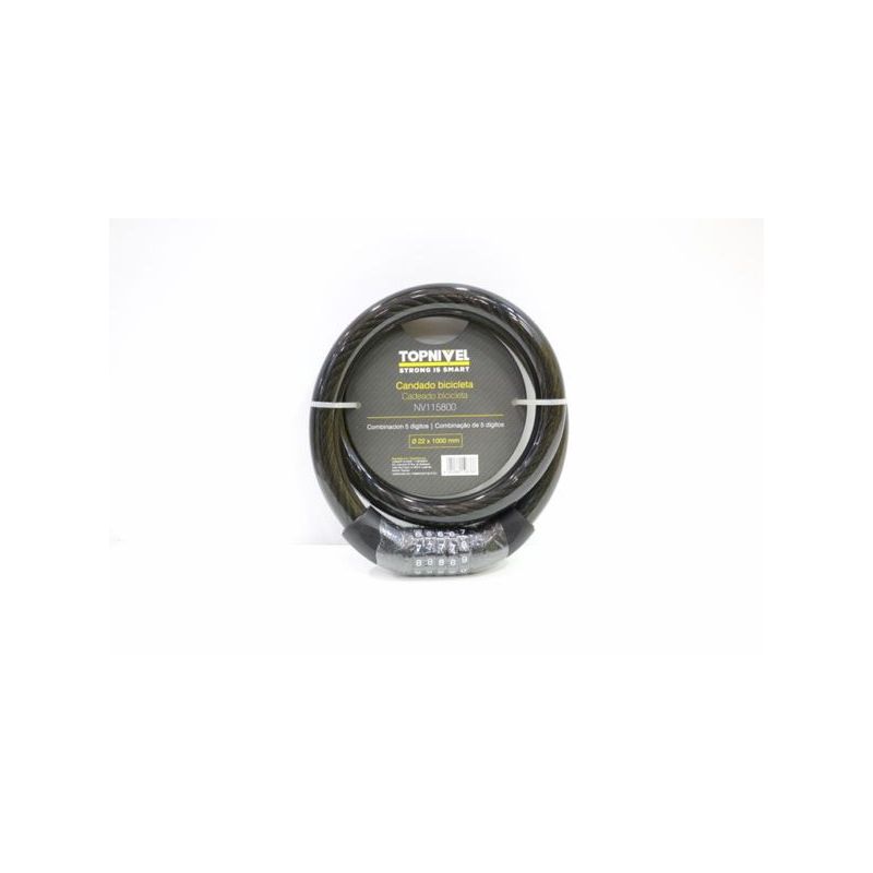 CANDADO ANTIRROBO MOTO 22X1000MM CABLE COMBINACION NIVEL    