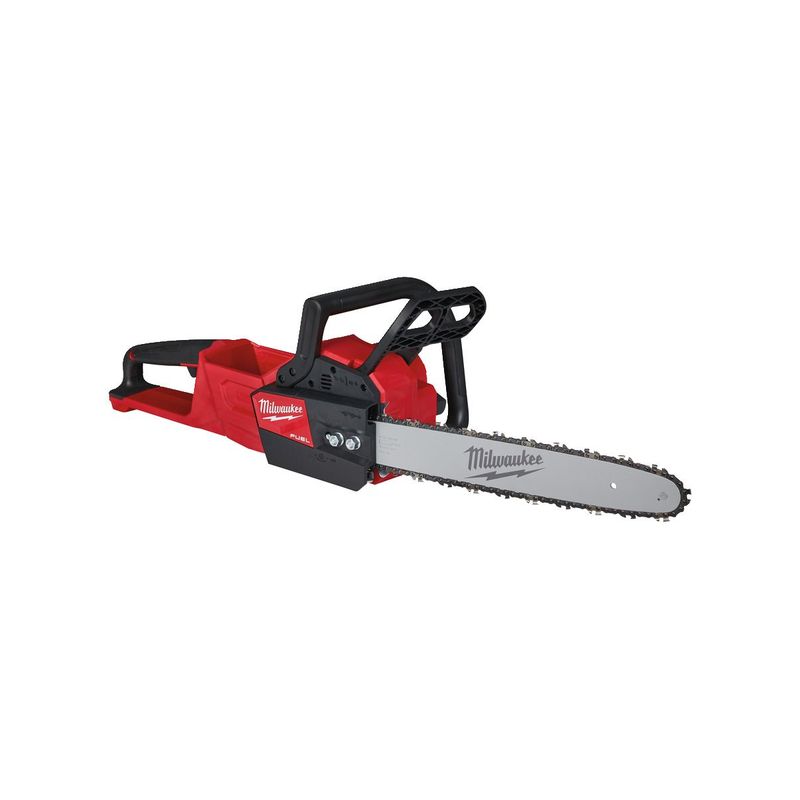 M18FCHS-0 Motosierra M18 FUEL™, barra 40cm (16&quot;), velocidad cadena 12,4m/s, cadena 3/8&quot; bajo perfil. Incluye 80cc de aceite, llave de servicio y funda de espada. Se suministra en versión cero, sin baterías ni cargador
