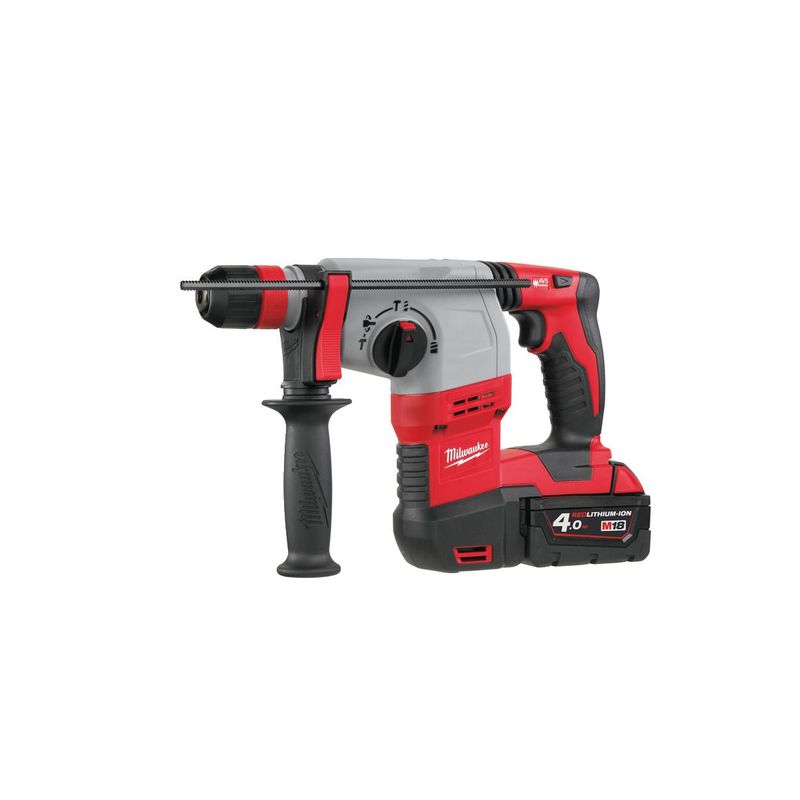 HD18HX-402C Martillo combinado SDS-Plus M18™, 4 modos, 2,4J de energía de impacto, capacidad máxima 24mm, vibración de cincelado 7,4m/s², 4200bpm, FIXTEC™. Se suministra con 2 baterías M18B4 y cargador M12-18C, en kitbox