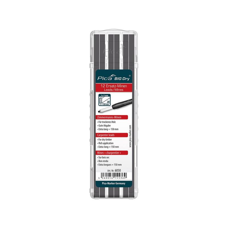 Juego de minas para Lapiz de carpinteroBIG Dry carpinterografito 2H Pica