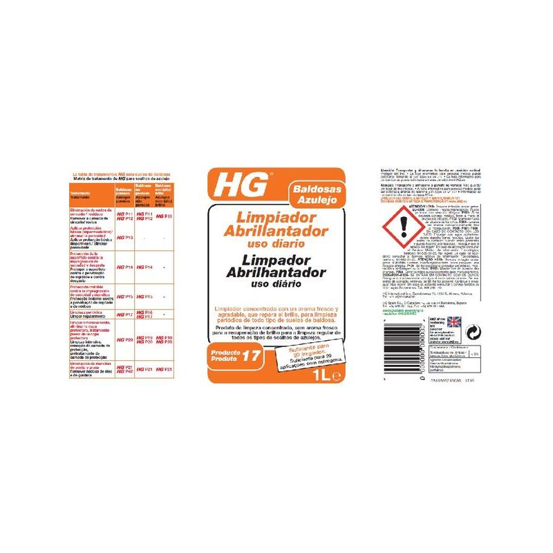 LIMPIADOR SUELO BALDOSAS ABRILLANT USO DIARIO HG 1 LT