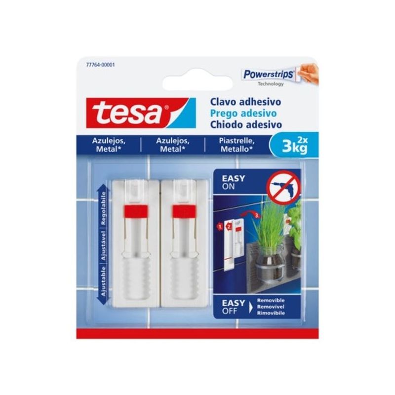 COLGADOR HOG 3KG ADH REUT CLAVO PL BL AJUST. 2 PZ TESATAPE