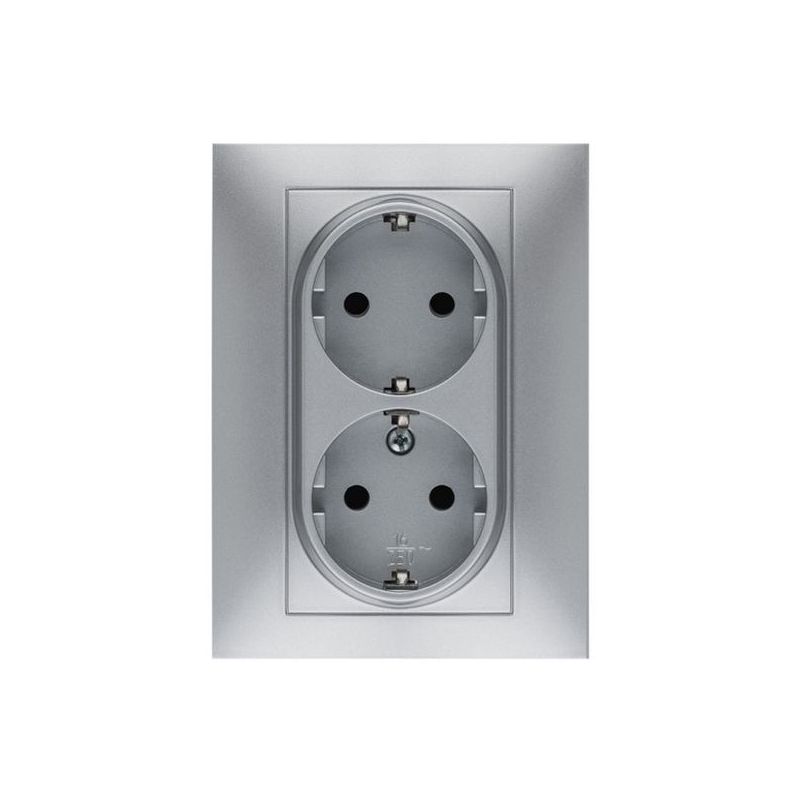BASE ENCHUFE ELEC 16A-250V DOBLE SCHUKO TT EMPOTRAR ABS ALUM