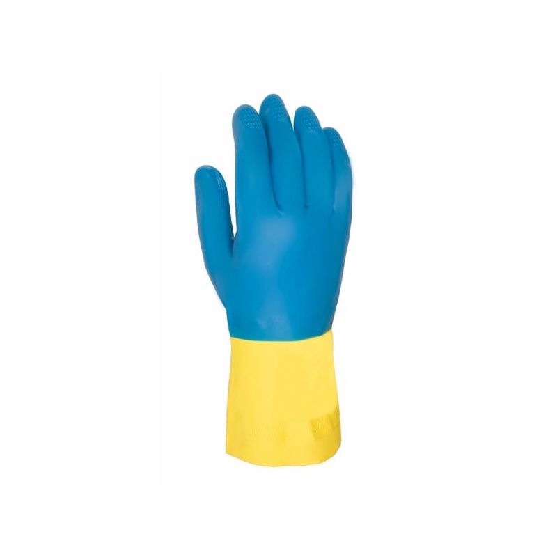 GUANTE QUIMICO M8 NAT. FLOC. 322 LATEX/NEOP AZ/AM JUBA