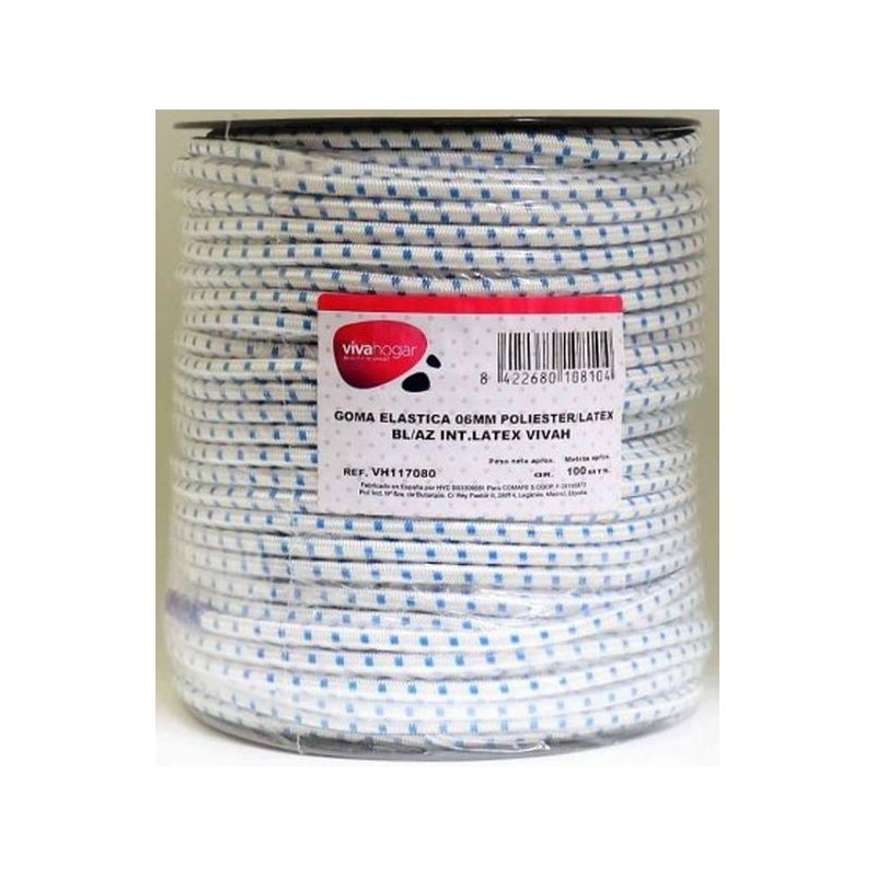 GOMA SUJ ELASTICA 06MM POLIESTER/LATEX BL/AZ INT.LATEX VIVAH