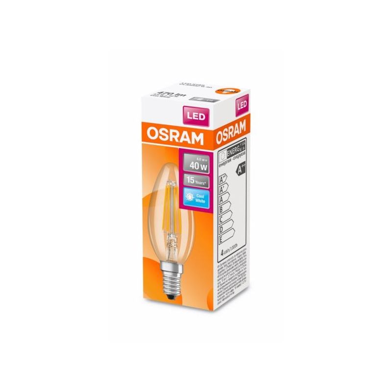 LAMPARA ILUMIN LED VELA FILAMENTO E14 4W 470LM 4000K OSRAM