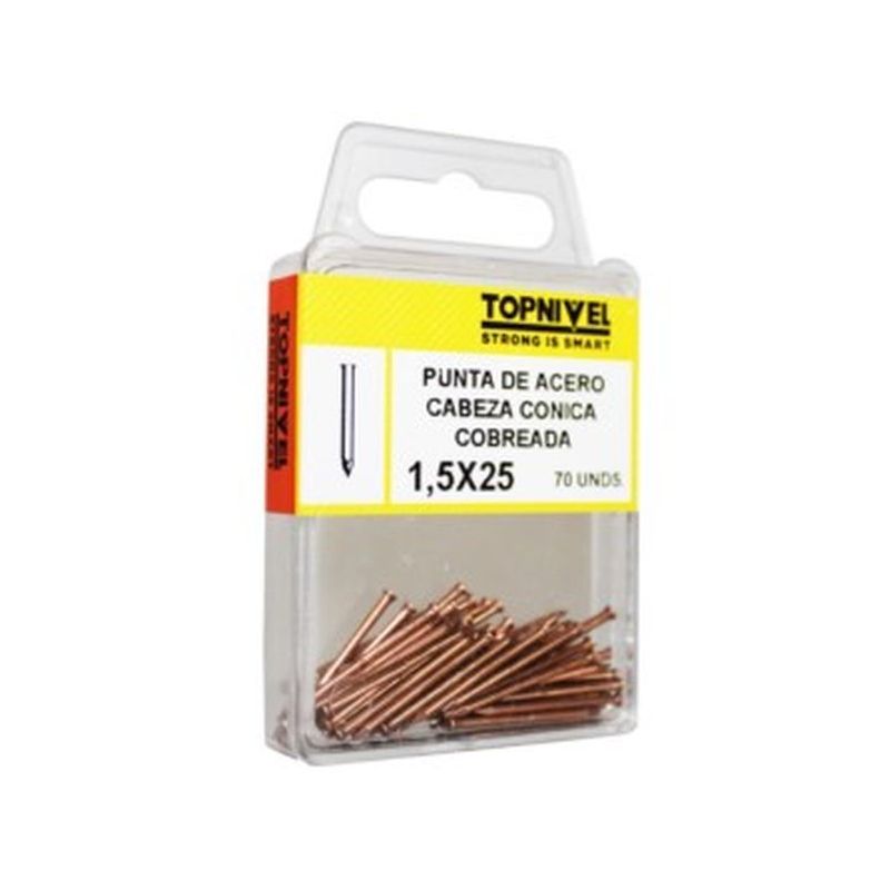 CLAVO FIJ CABEZA CONICA 01,5X025MM COBREADO NIVEL 70 PZ