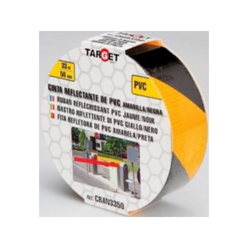 CINTA ADH 50MMx 33MT SEÑALIZACION REFLECTANTE PVC NE/AM TARG