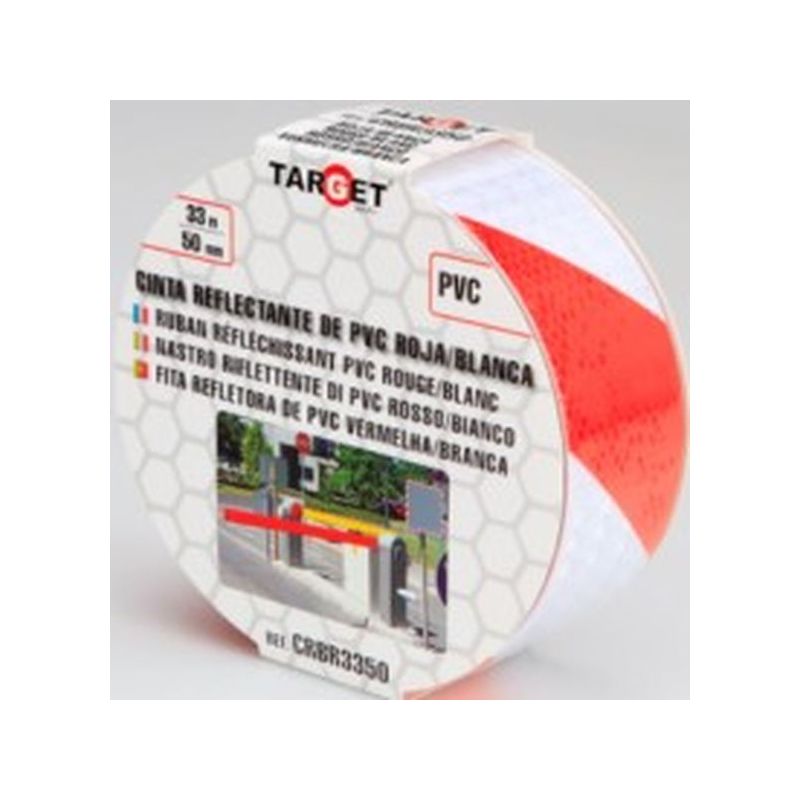 CINTA ADH 50MMx 33MT SEÑALIZACION REFLECTANTE PVC RO/BCO TAR