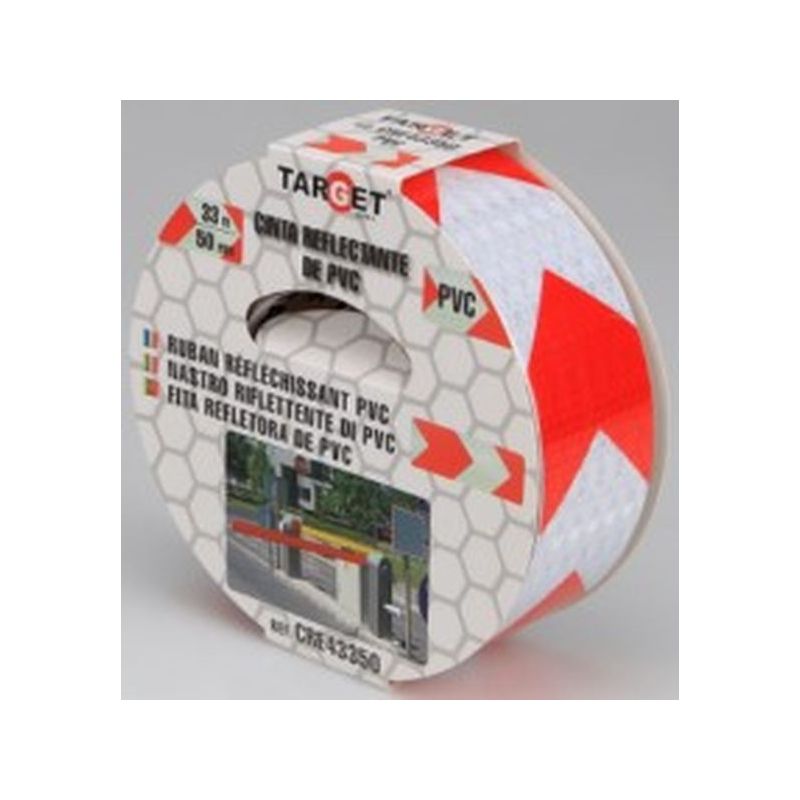 CINTA ADH 50MMx33MT SEÑALIZACION TARGET PVC RO/BCO REFLECTAN