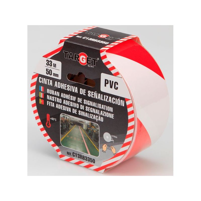CINTA ADH 50MMx33MT SEÑALIZACION PVC RO/BCO TARGET