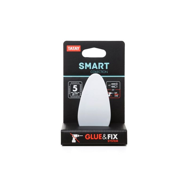COLGADOR BAÑO MURAL 1 POMO ABS BL SMART TATAY 1 UD