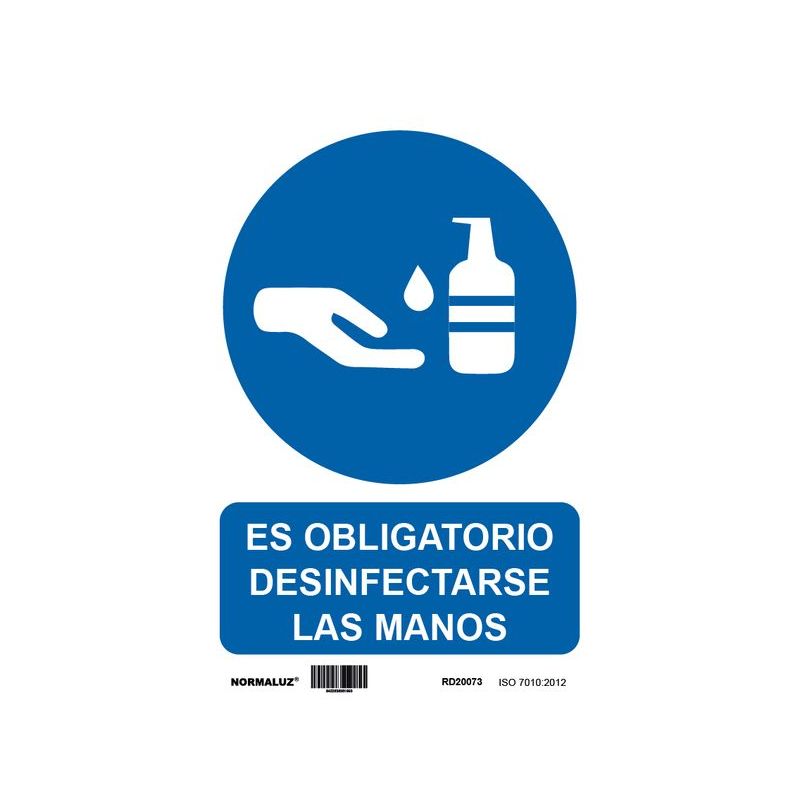 CARTEL SEÑALIZACION ADH 200x300MM VINILO BL/AZ DESINFECTAR M