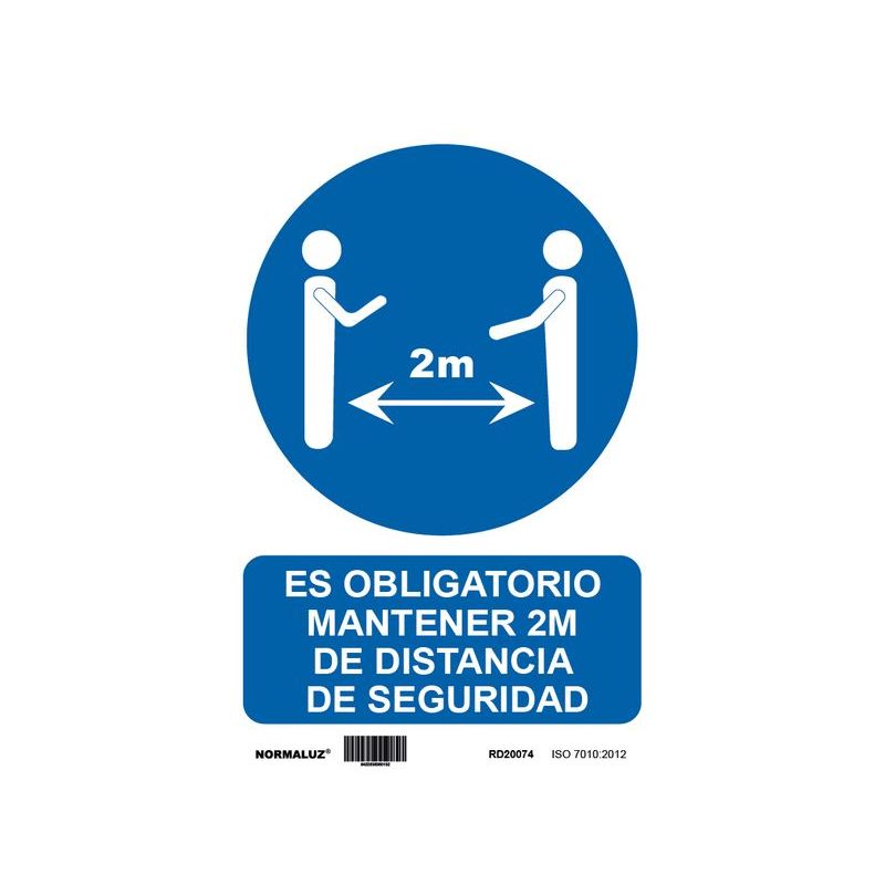 CARTEL SEÑALIZACION ADH 200X300MM VINILO BL/AZ DISTANCIA DE
