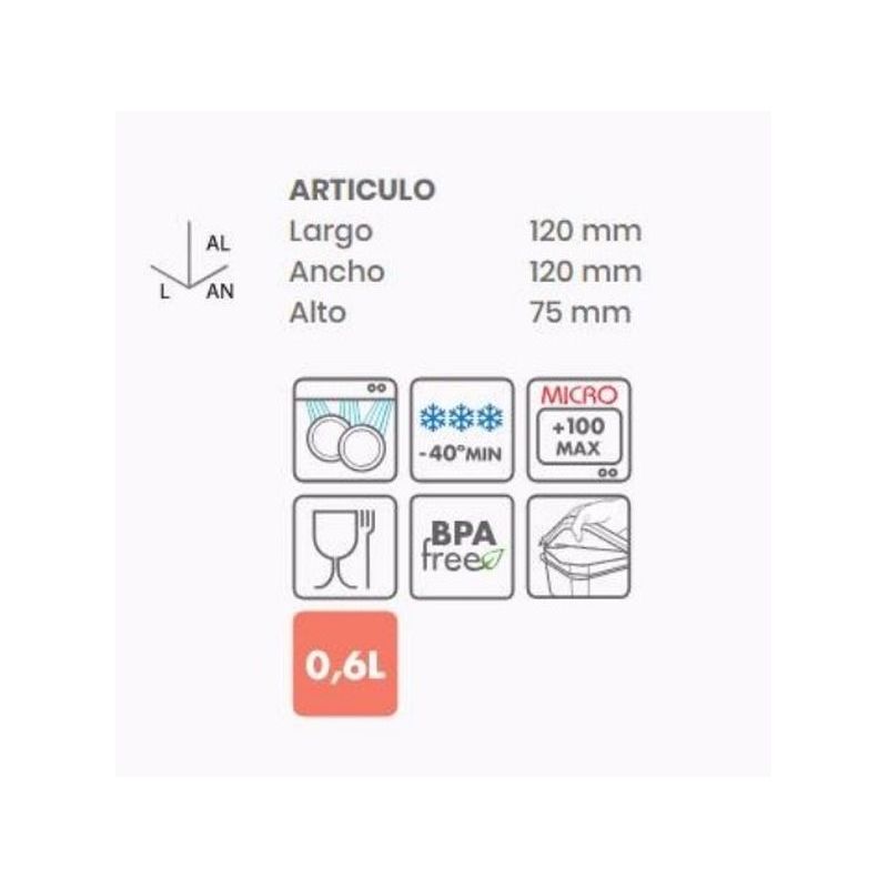 HERMETICO ALIMEN. CUADRADO 0,6LT AZ PL TATAY