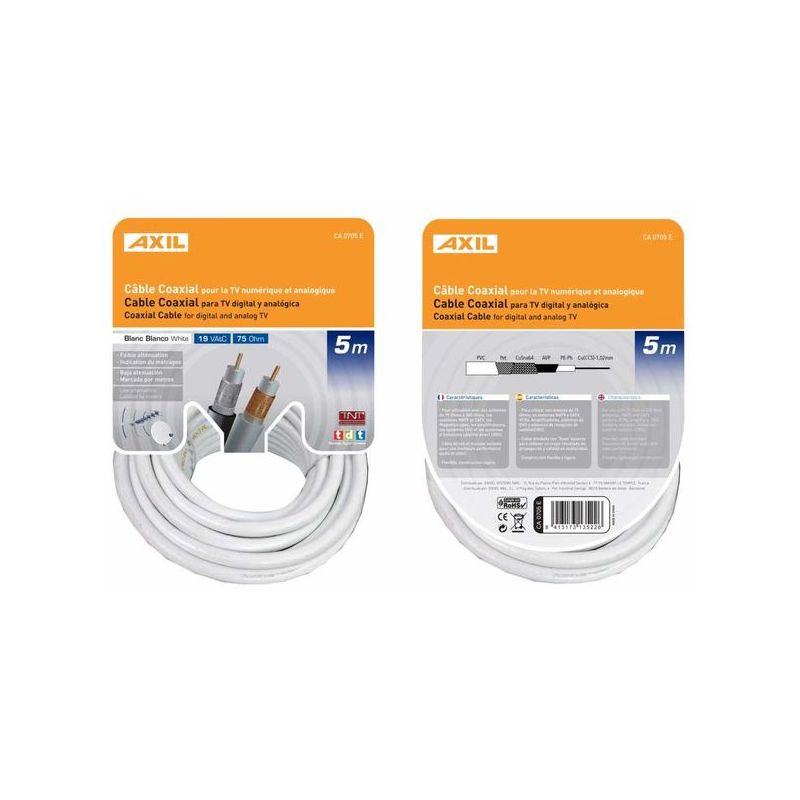 CABLE ANTENA 5MT COAXIAL AXIL 19 VATC CA 0707E 5 MT