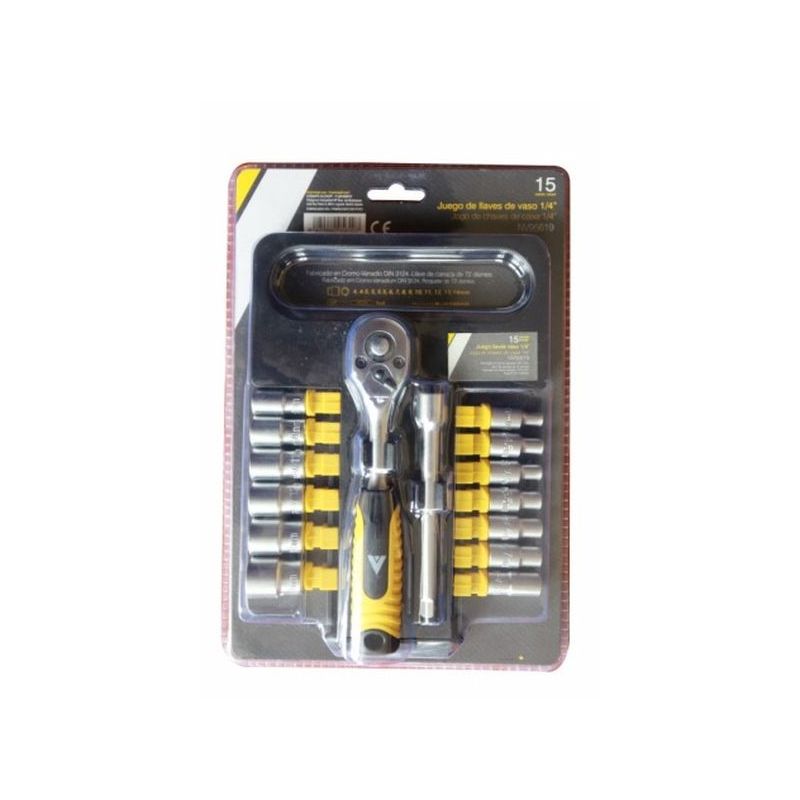 LLAVE VASO HEXAG. 1/4&quot; 72 DIENT. C.V. NIVEL 15 PZ