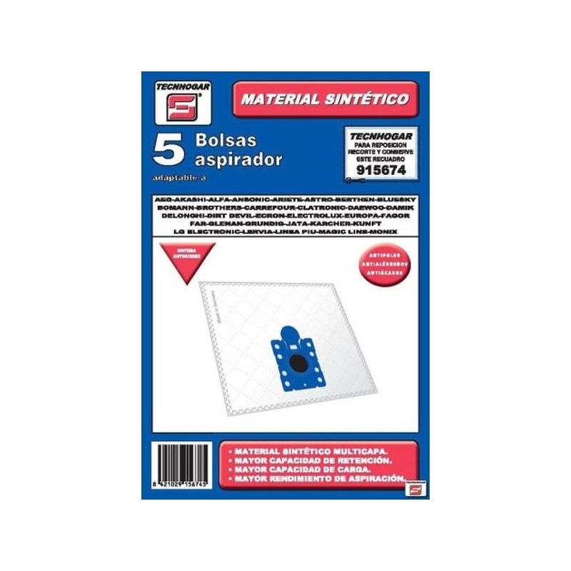 BOLSA ASPIRADOR PAPEL UFESA-AEG-NILFISK 915674 THOGAR 5 PZ R