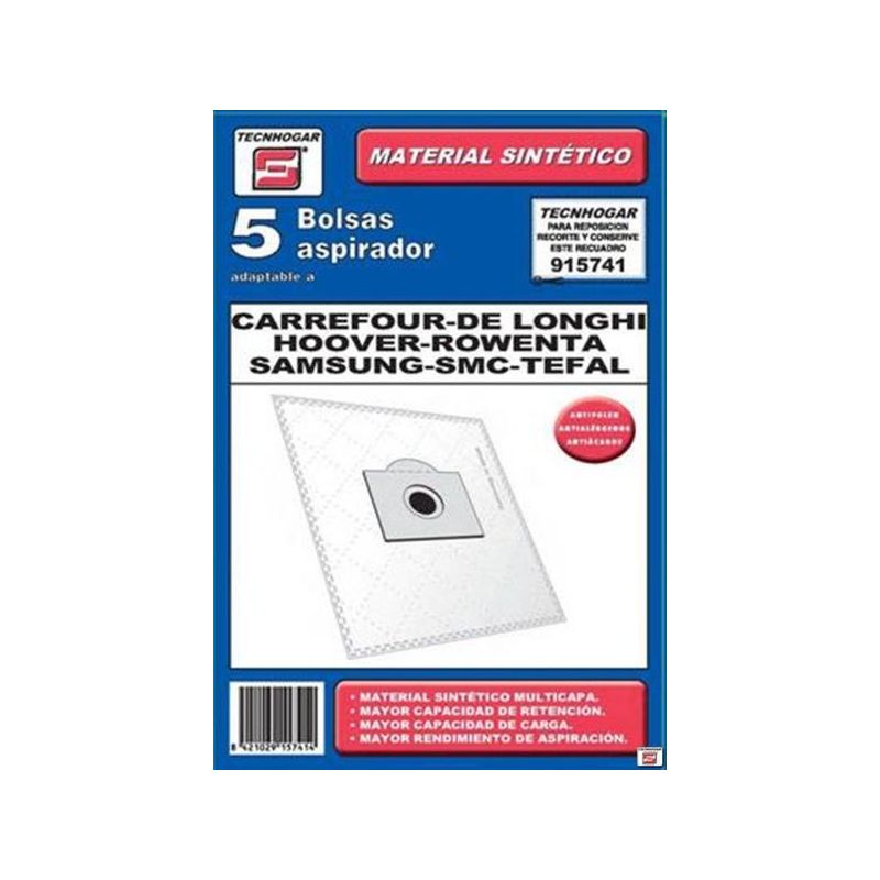 BOLSA ASPIRADOR PAPEL HOOVER-ROWENTA-MOUL 915741 THOGAR 5 PZ