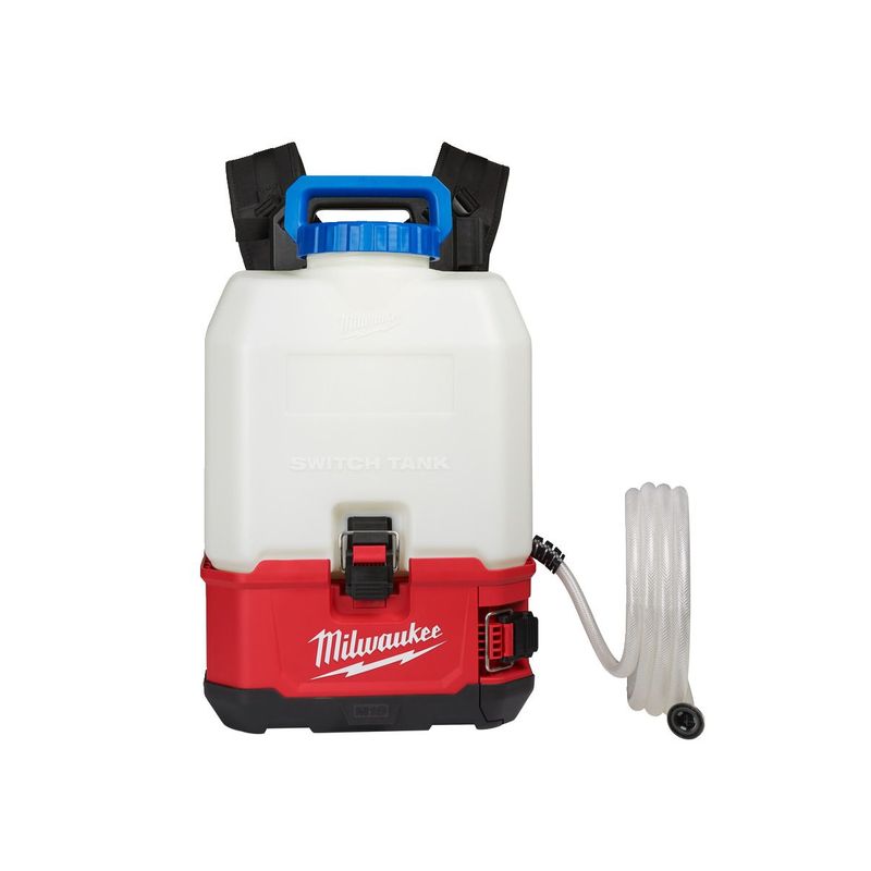 M18BPFP-WST Tanque de agua SWITCH TANK™, capacidad 15l, longitud de manguera 3m, presión regulable hasta 4,14bar (20-60PSI), caudal 0,6-4,6l/min, distancia de pulverización 7,6m. Incluye boquilla de agua. Se suministra en versión cero, sin baterías ni cargador