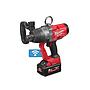 M18ONEFHIWF1-802X Llave de impacto de alto par M18 FUEL™ ONE-KEY™, recepción 1" con anillo de fricción, 4 modos, máximo par de apriete 2033Nm, máximo par de desapriete 2400Nm. Se suministra con 2 baterías HIGH OUTPUT™ M18HB8 y cargador rápido M12-18FC, en HD-box
